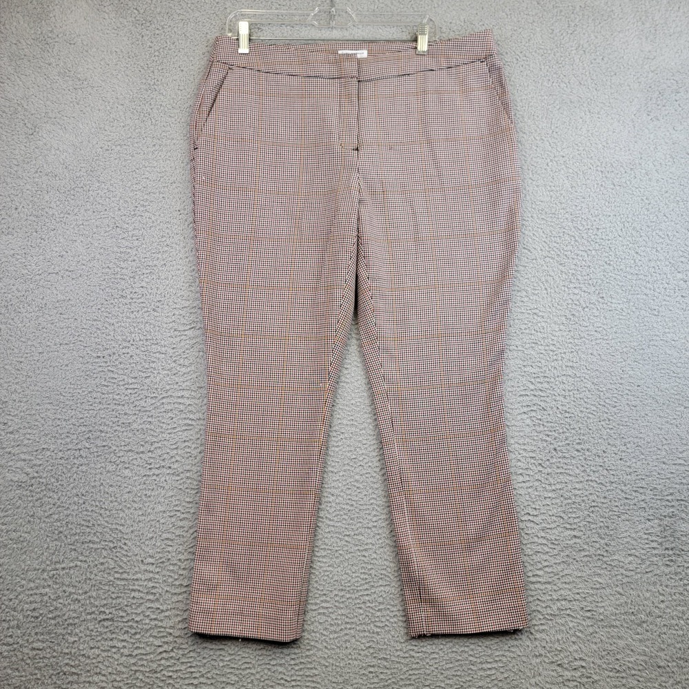 Carolina Bell Montreal Pants Women 14 Red Plaid Fitted Straight Leg Curvy Preppy